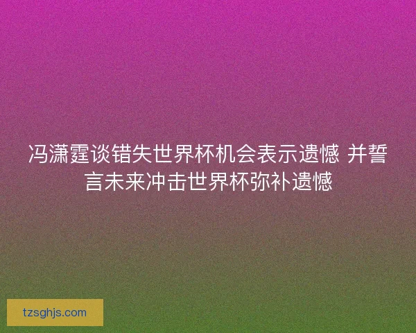冯潇霆谈错失世界杯机会表示遗憾 并誓言未来冲击世界杯弥补遗憾