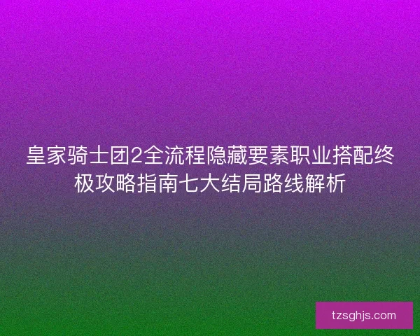 皇家骑士团2全流程隐藏要素职业搭配终极攻略指南七大结局路线解析