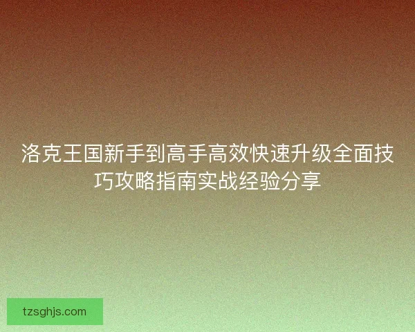 洛克王国新手到高手高效快速升级全面技巧攻略指南实战经验分享