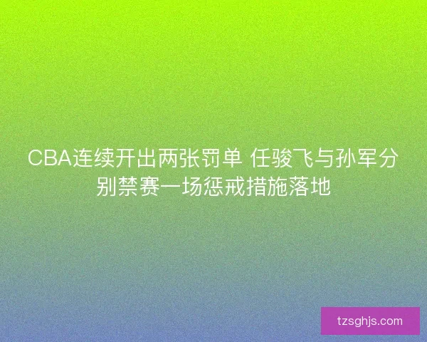 CBA连续开出两张罚单 任骏飞与孙军分别禁赛一场惩戒措施落地