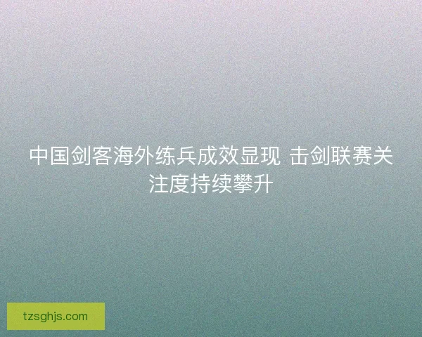 中国剑客海外练兵成效显现 击剑联赛关注度持续攀升 中国剑客海外练兵成效显现 击剑联赛关注度持续攀升