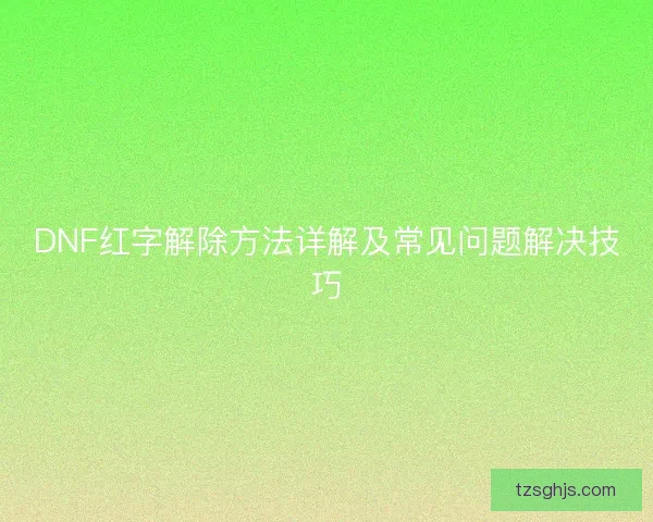 DNF红字解除方法详解及常见问题解决技巧